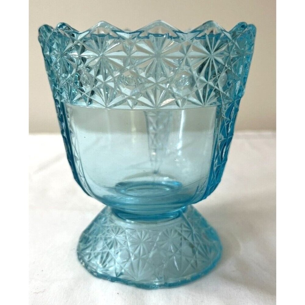 1890? Antique Sugar Bowl Aqua Blue Crystal